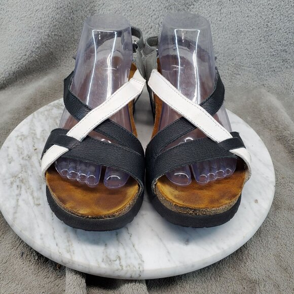 Naot Shoes Womens EU 42 US 11 Black & White Leather Sophia Sandals - Picture 3 of 9